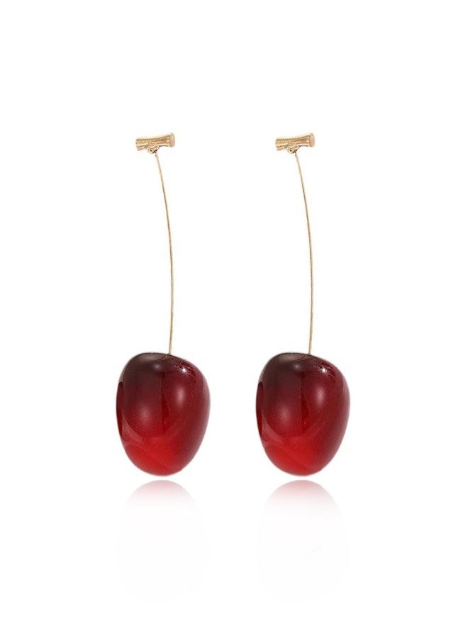 Decixde Cherry Earrings for Women Fun Fruit Drop Dangle Earrings Cute 3D Red Cherry Jewelry Unique Fruit Charm Jewelry for Women (Wine Red) - Image 1